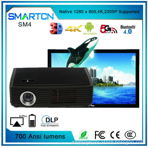 Factory portable and incredibily bright projector 4k 3d mini projector dlp with android micro lumens